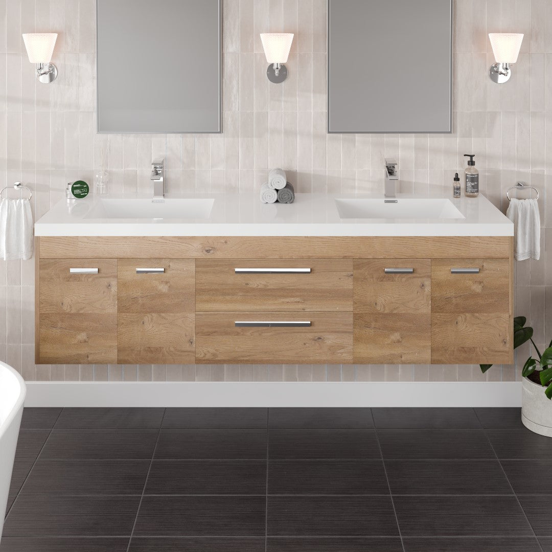 Eviva Lugano Bath Vanity with Acrylic Top and Integrated Sink (24"-84")
