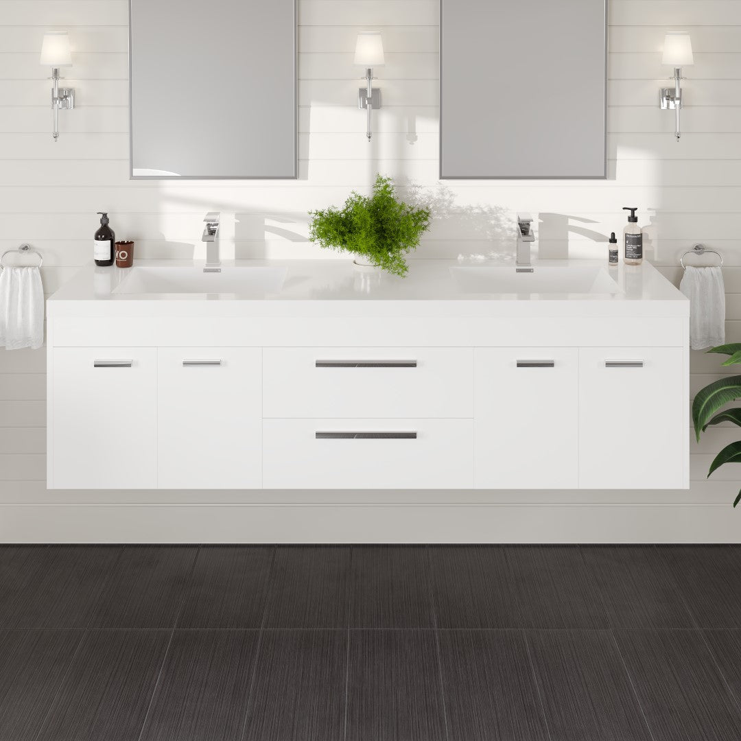 Eviva Lugano Bath Vanity with Acrylic Top and Integrated Sink (24"-84")