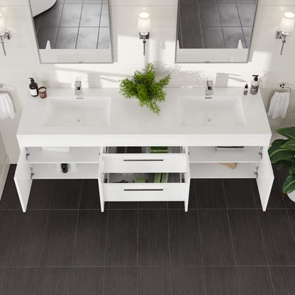 Eviva Lugano Bath Vanity with Acrylic Top and Integrated Sink (24"-84")