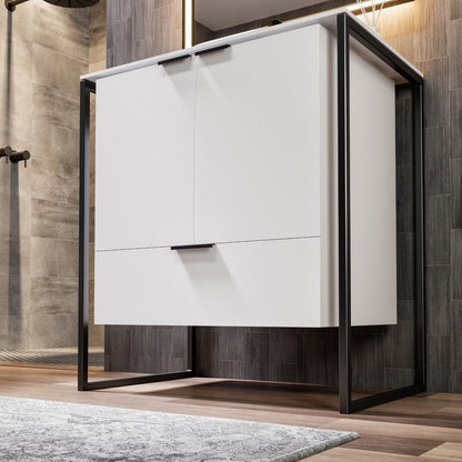 Eviva Onyx Wall Mount Bath Vanity with Solid Surface Top and Integrated Sink (26"-48")