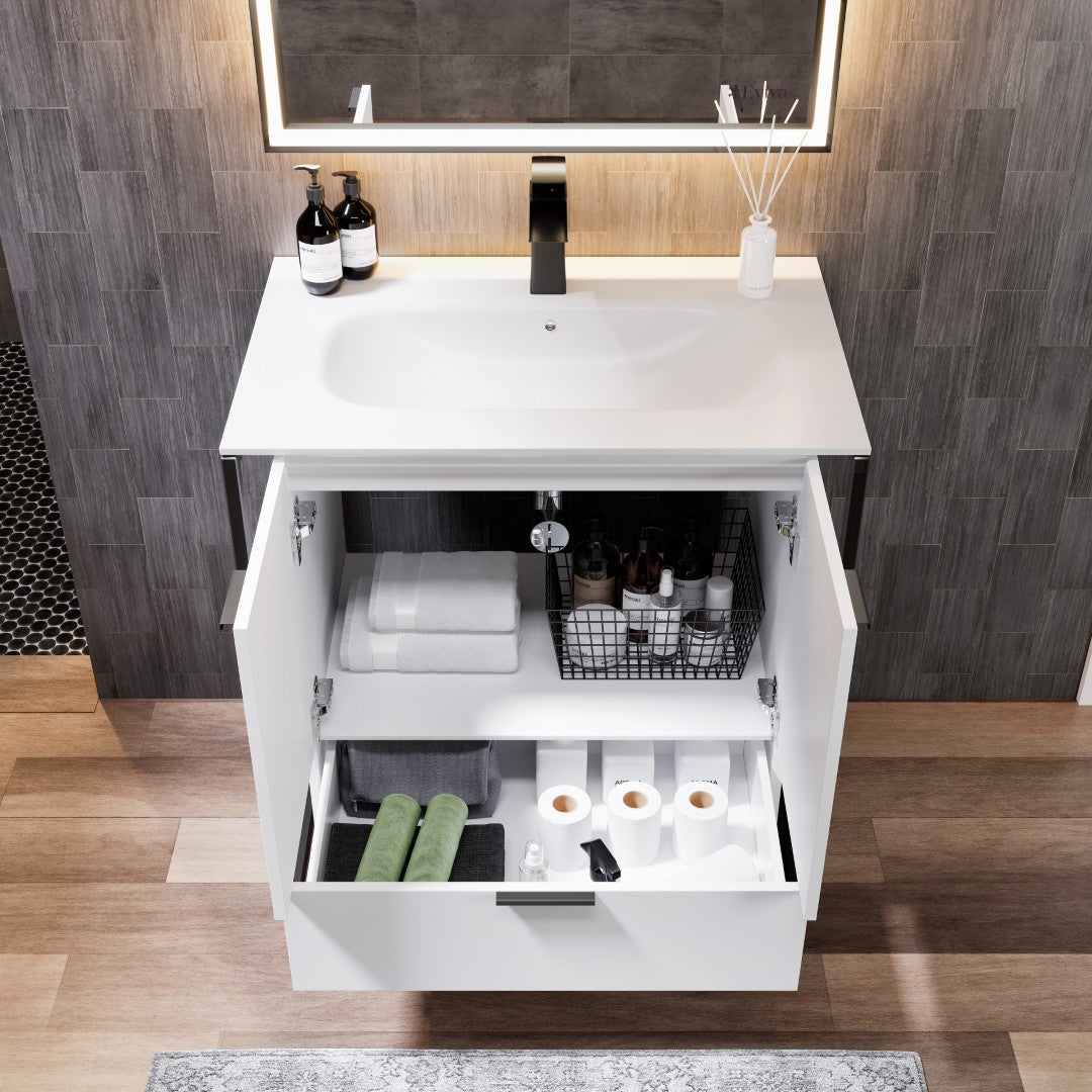 Eviva Onyx Wall Mount Bath Vanity with Solid Surface Top and Integrated Sink (26"-48")