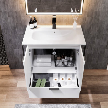 Eviva Onyx Wall Mount Bath Vanity with Solid Surface Top and Integrated Sink (26"-48")