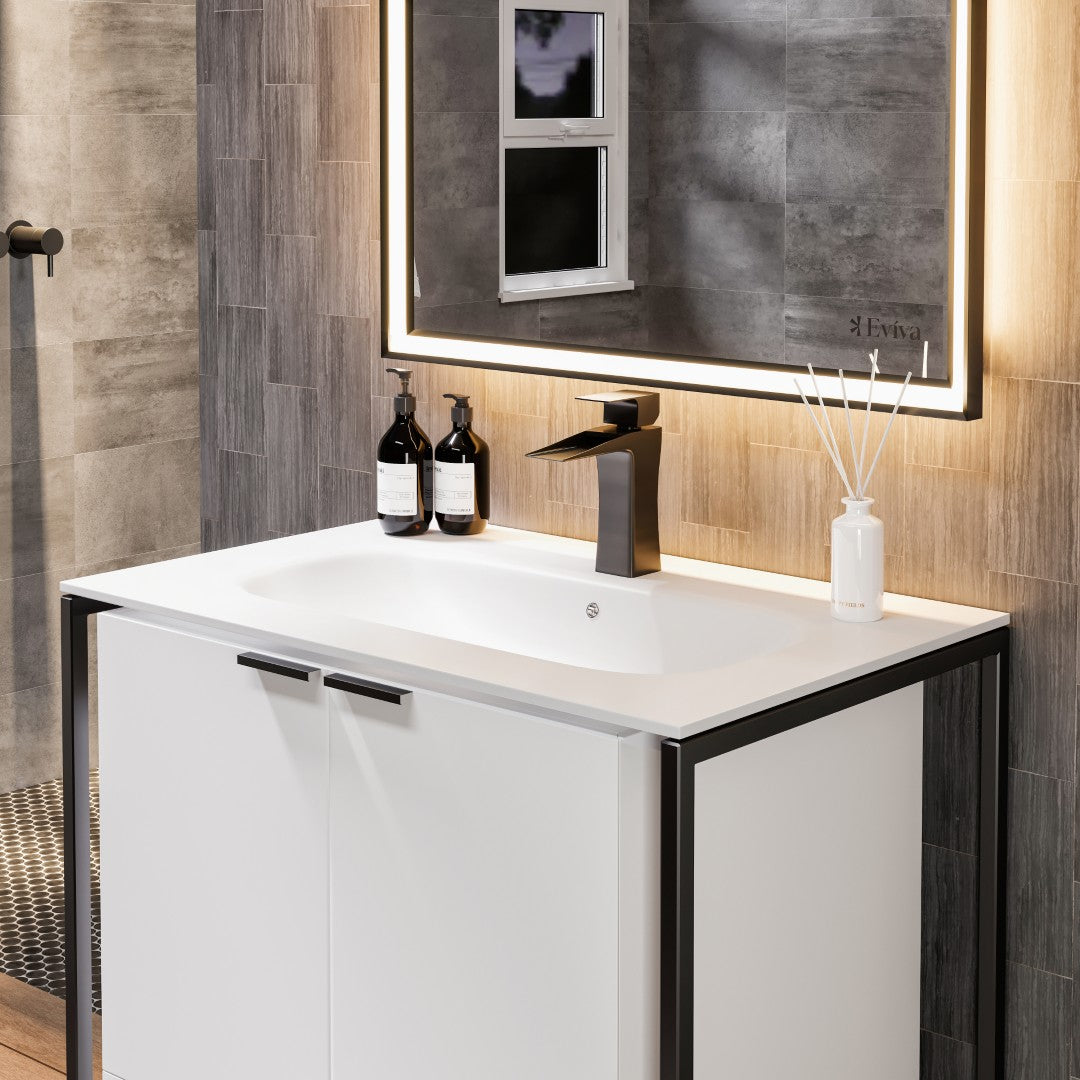 Eviva Onyx Wall Mount Bath Vanity with Solid Surface Top and Integrated Sink (26"-48")