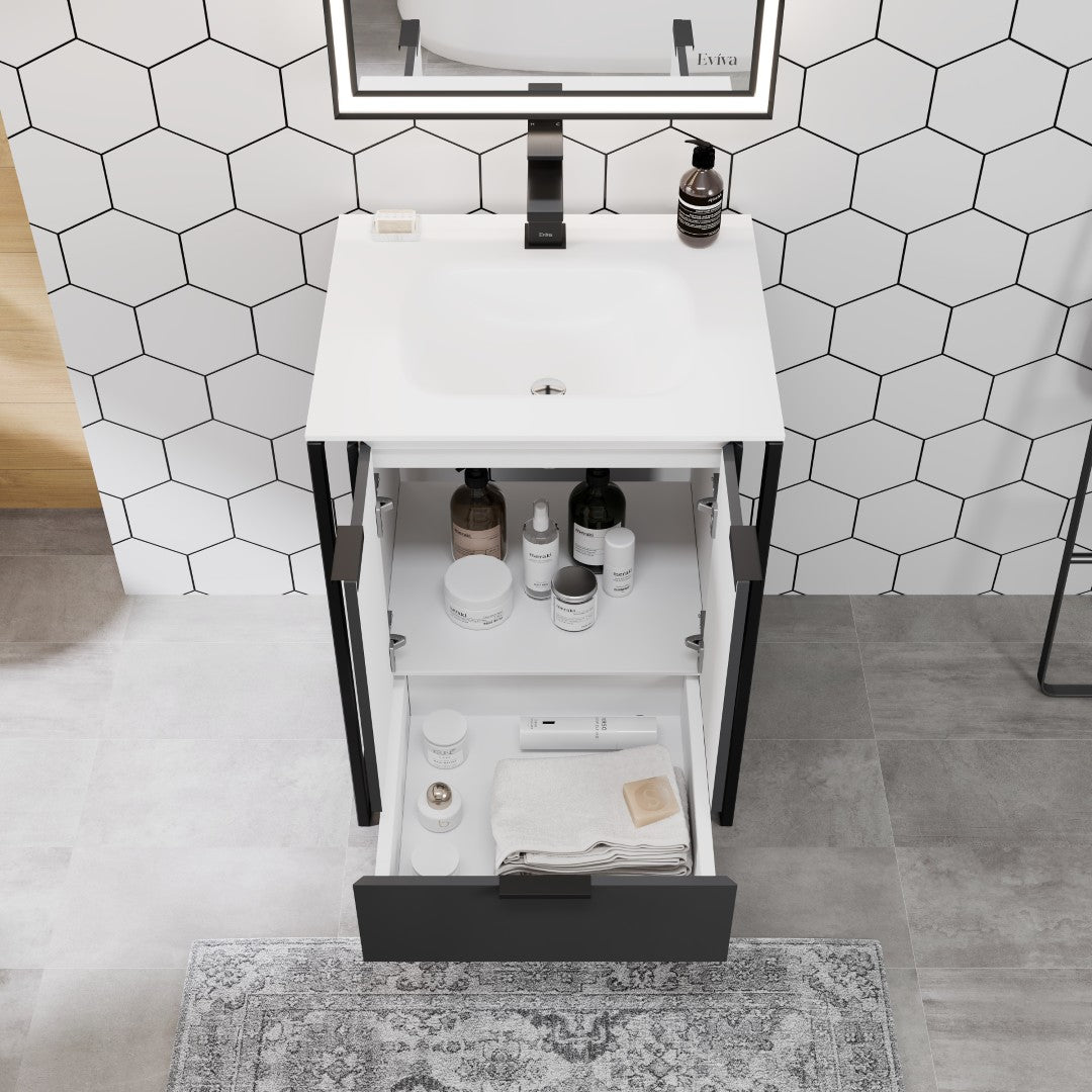 Eviva Onyx Wall Mount Bath Vanity with Solid Surface Top and Integrated Sink (26"-48")