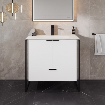 Eviva Onyx Wall Mount Bath Vanity with Solid Surface Top and Integrated Sink (26"-48")