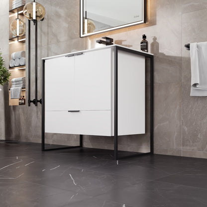 Eviva Onyx Wall Mount Bath Vanity with Solid Surface Top and Integrated Sink (26"-48")
