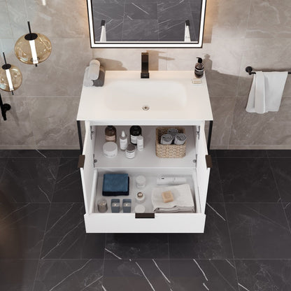 Eviva Onyx Wall Mount Bath Vanity with Solid Surface Top and Integrated Sink (26"-48")