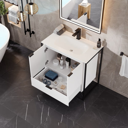 Eviva Onyx Wall Mount Bath Vanity with Solid Surface Top and Integrated Sink (26"-48")