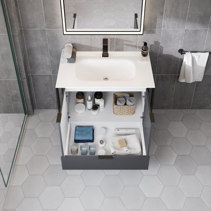 Eviva Onyx Wall Mount Bath Vanity with Solid Surface Top and Integrated Sink (26"-48")
