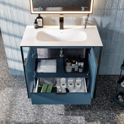 Eviva Onyx Wall Mount Bath Vanity with Solid Surface Top and Integrated Sink (26"-48")