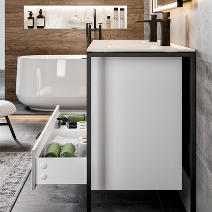 Eviva Onyx Wall Mount Bath Vanity with Solid Surface Top and Integrated Sink (26"-48")