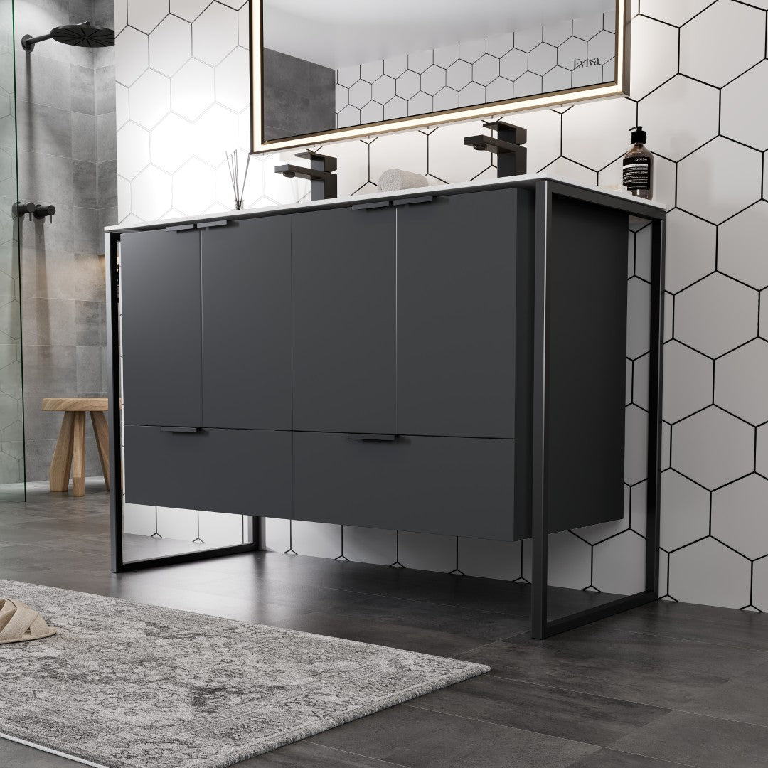 Eviva Onyx Wall Mount Bath Vanity with Solid Surface Top and Integrated Sink (26"-48")