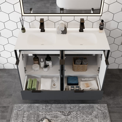 Eviva Onyx Wall Mount Bath Vanity with Solid Surface Top and Integrated Sink (26"-48")