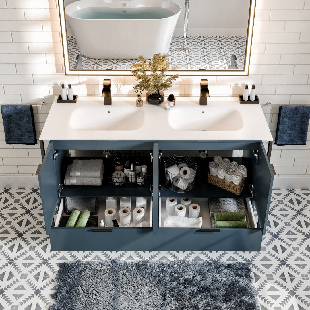 Eviva Onyx Wall Mount Bath Vanity with Solid Surface Top and Integrated Sink (26"-48")