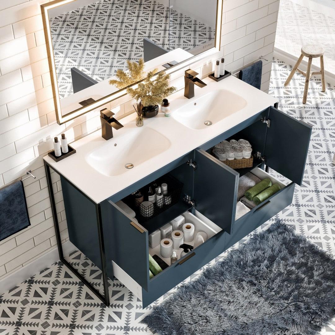 Eviva Onyx Wall Mount Bath Vanity with Solid Surface Top and Integrated Sink (26"-48")