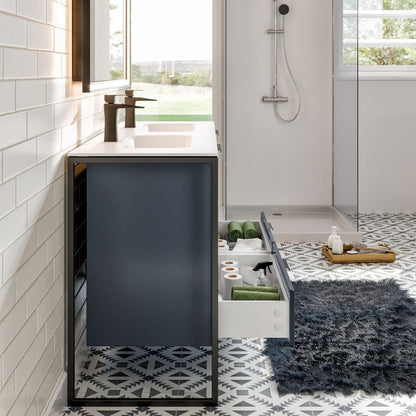 Eviva Onyx Wall Mount Bath Vanity with Solid Surface Top and Integrated Sink (26"-48")