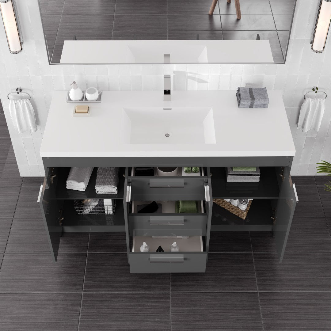 Eviva Lugano Bath Vanity with Acrylic Top and Integrated Sink (24"-84")