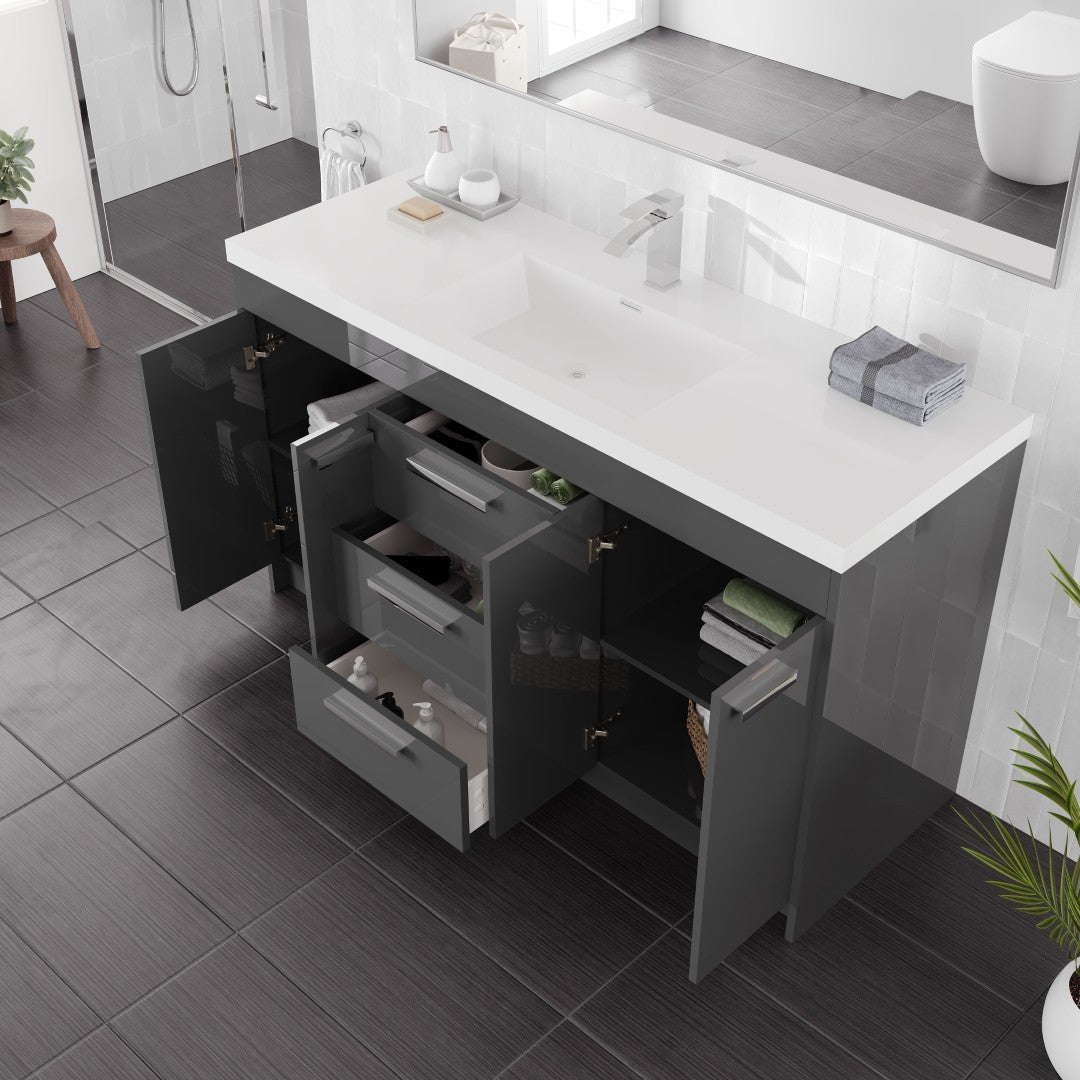 Eviva Lugano Bath Vanity with Acrylic Top and Integrated Sink (24"-84")