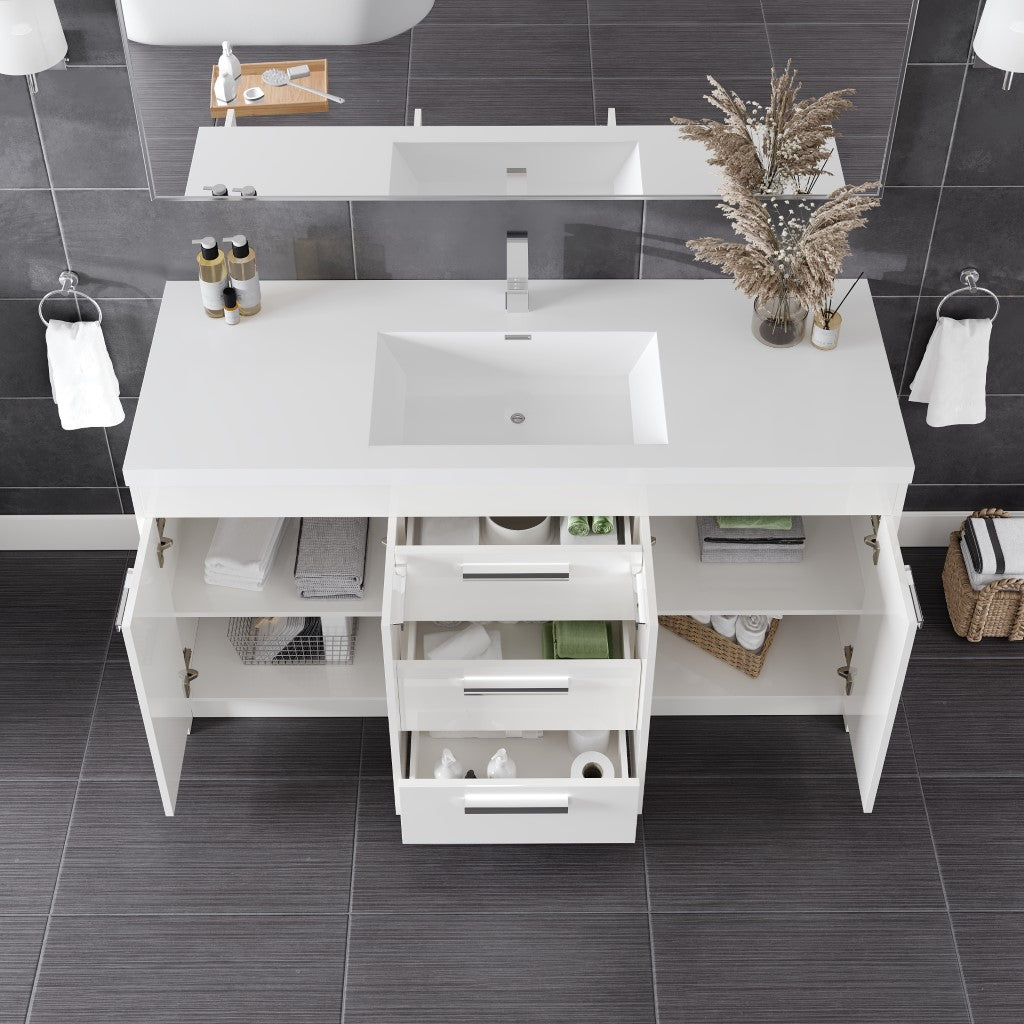 Eviva Lugano Bath Vanity with Acrylic Top and Integrated Sink (24"-84")