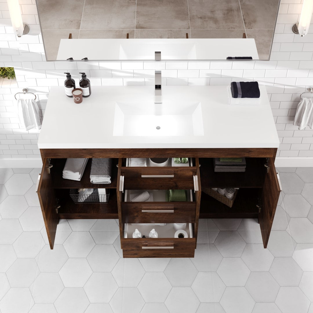 Eviva Lugano Bath Vanity with Acrylic Top and Integrated Sink (24"-84")