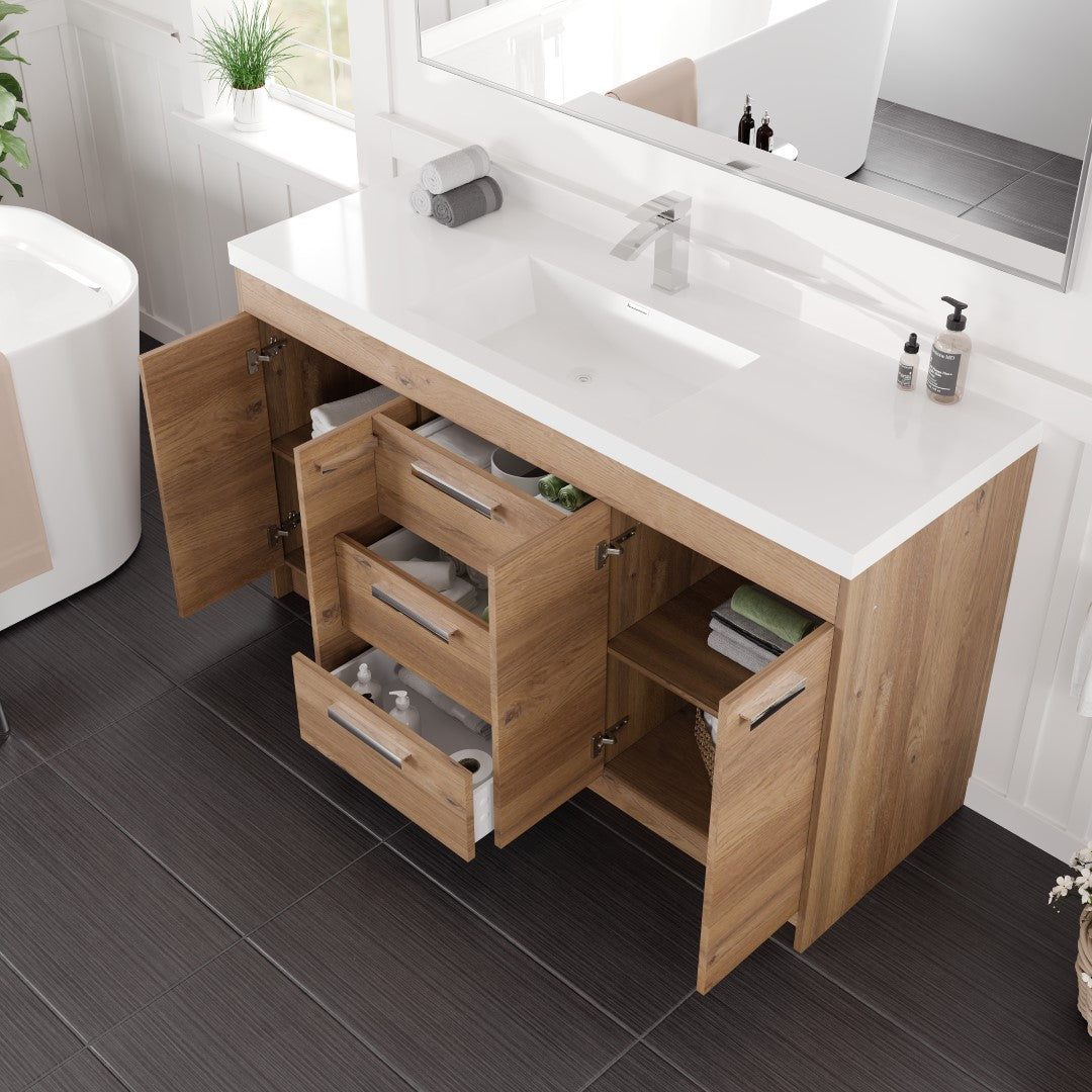 Eviva Lugano Bath Vanity with Acrylic Top and Integrated Sink (24"-84")