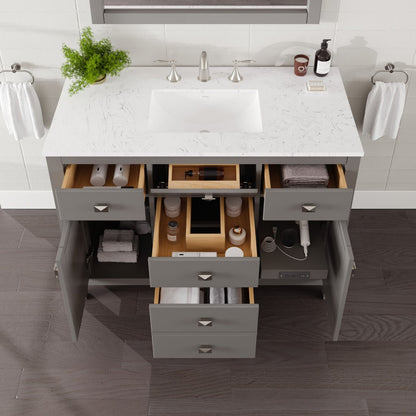 Eviva Artemis Bath Vanity with Engineered Stone Top & Undermount Porcelain Sink (42"-72")
