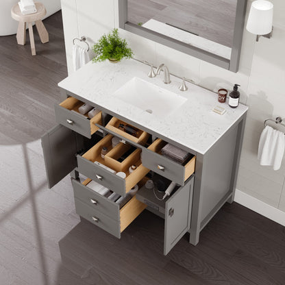 Eviva Artemis Bath Vanity with Engineered Stone Top & Undermount Porcelain Sink (42"-72")