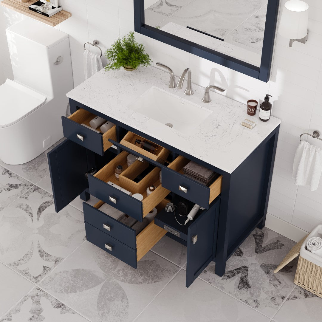 Eviva Artemis Bath Vanity with Engineered Stone Top & Undermount Porcelain Sink (42"-72")