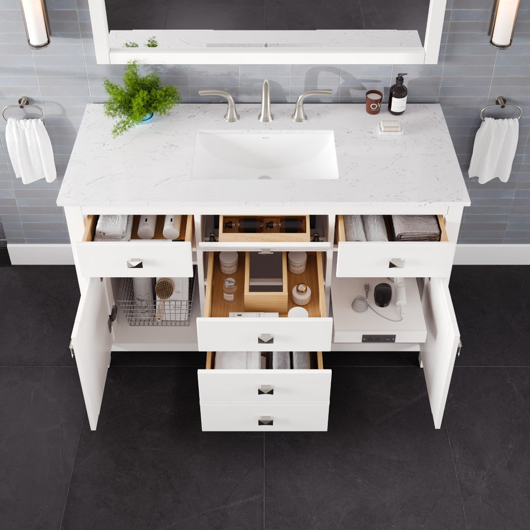 Eviva Artemis Bath Vanity with Engineered Stone Top & Undermount Porcelain Sink (42"-72")