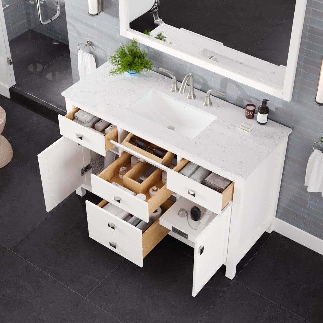 Eviva Artemis Bath Vanity with Engineered Stone Top & Undermount Porcelain Sink (42"-72")