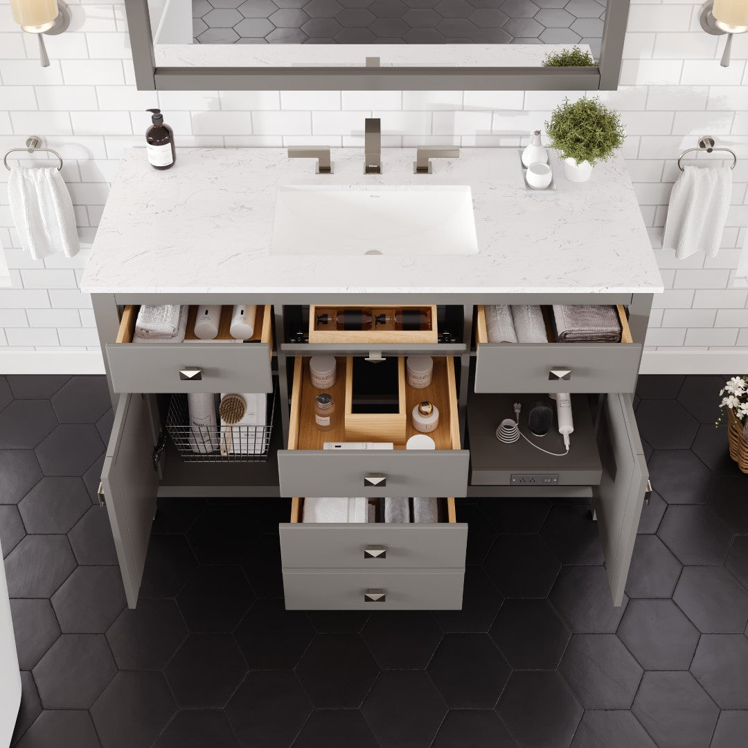 Eviva Artemis Bath Vanity with Engineered Stone Top & Undermount Porcelain Sink (42"-72")