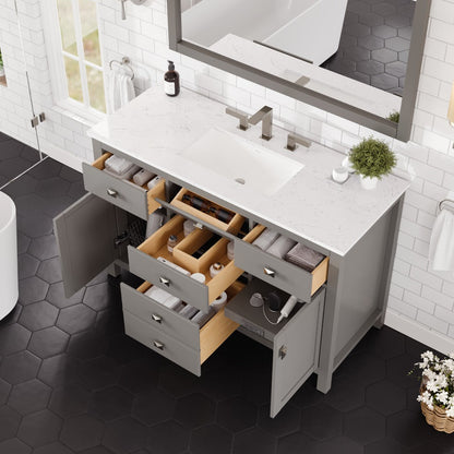 Eviva Artemis Bath Vanity with Engineered Stone Top & Undermount Porcelain Sink (42"-72")