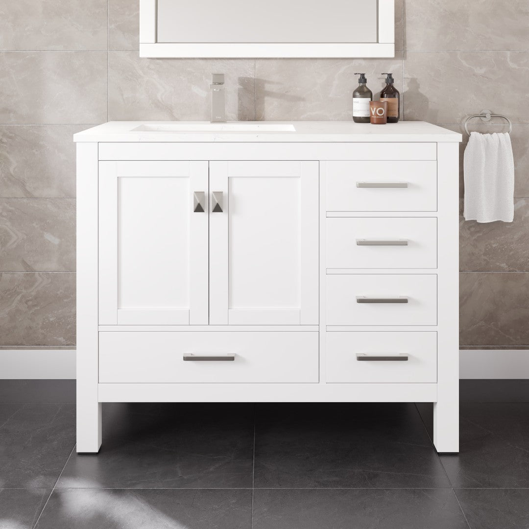 Eviva London Bath Vanity with Carrara Quartz Top and Undermount Porcelain Sink (20"-60")