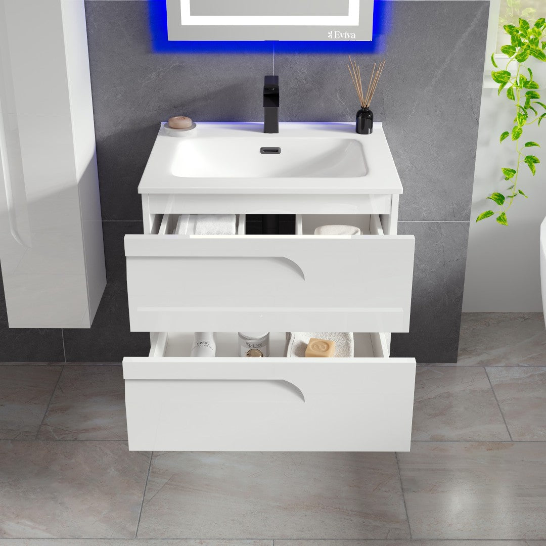 Eviva Joy Bath Vanity with Porcelain Top and Integrated Sink (24"-40")
