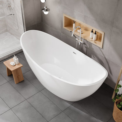 Eviva Bella Glossy White Acrylic Slipper Freestanding Bathtub