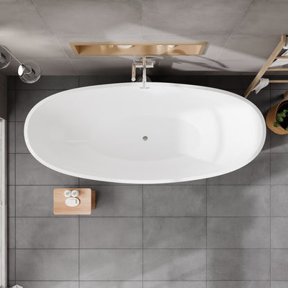 Eviva Bella Glossy White Acrylic Slipper Freestanding Bathtub