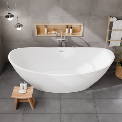 Eviva Bella Glossy White Acrylic Slipper Freestanding Bathtub