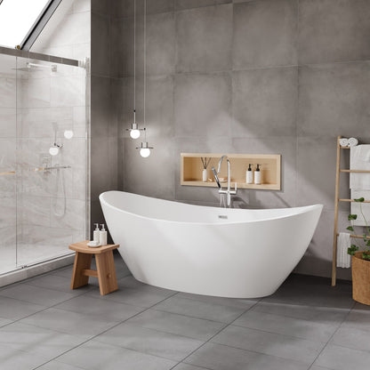 Eviva Bella Glossy White Acrylic Slipper Freestanding Bathtub