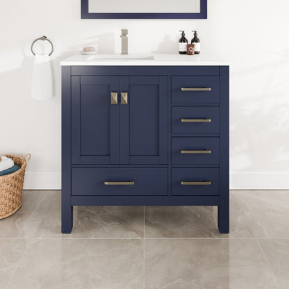 Eviva London Bath Vanity with Carrara Quartz Top and Undermount Porcelain Sink (20"-60")