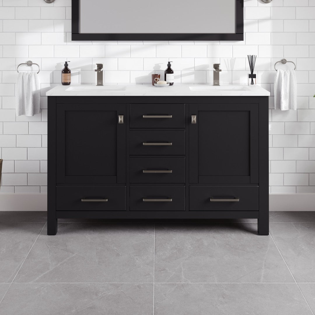 Eviva London Bath Vanity with Carrara Quartz Top and Undermount Porcelain Sink (20"-60")