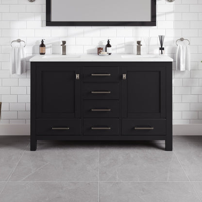 Eviva London Bath Vanity with Carrara Quartz Top and Undermount Porcelain Sink (20"-60")