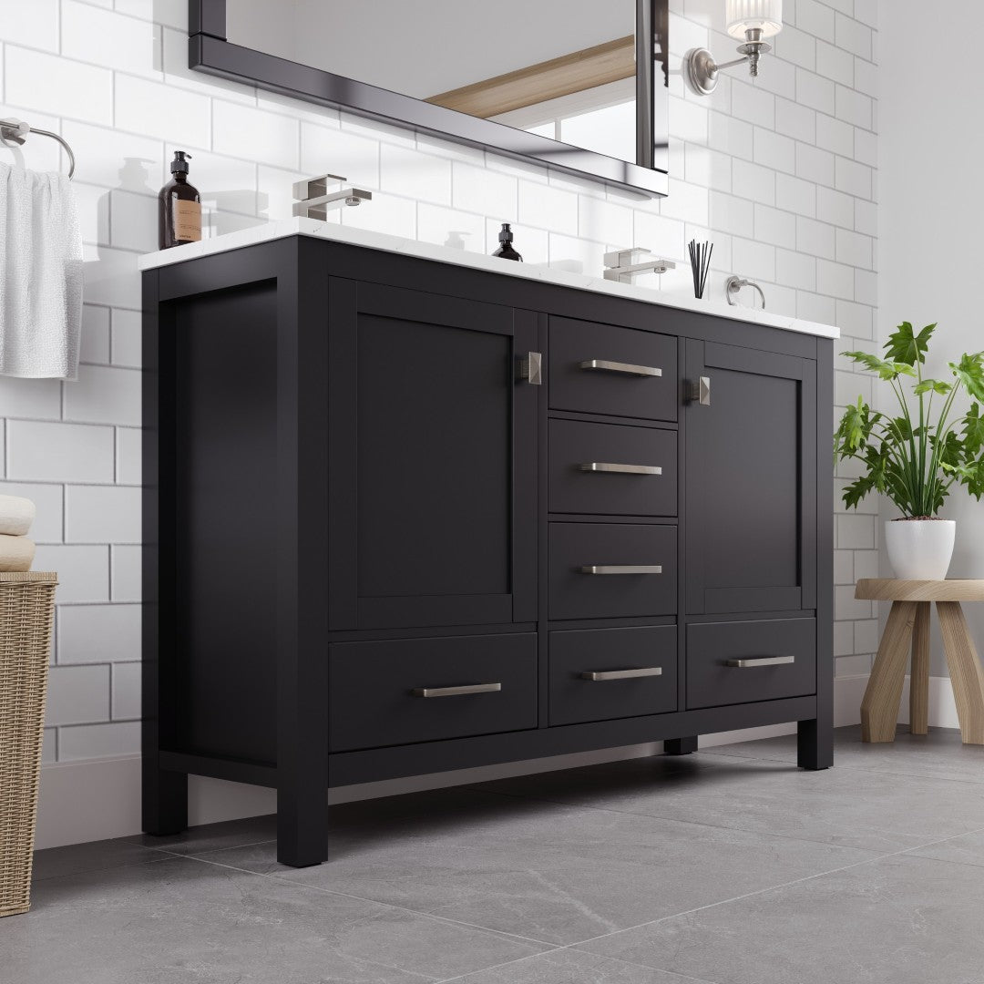 Eviva London Bath Vanity with Carrara Quartz Top and Undermount Porcelain Sink (20"-60")