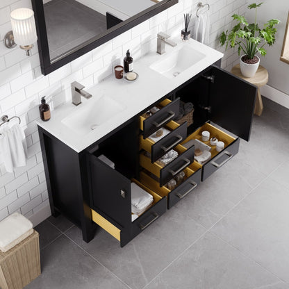Eviva London Bath Vanity with Carrara Quartz Top and Undermount Porcelain Sink (20"-60")