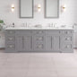 Eviva Epic Bath Vanity with Carrara Quartz Top and Undermount Porcelain Sinks (48"-100")