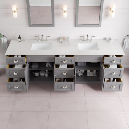 Eviva Epic Bath Vanity with Carrara Quartz Top and Undermount Porcelain Sinks (48"-100")