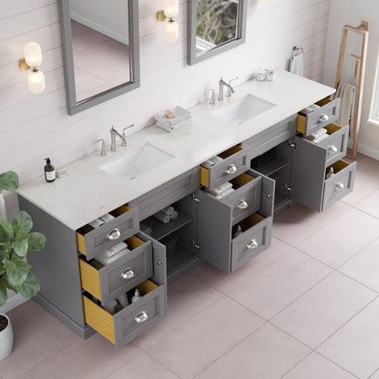 Eviva Epic Bath Vanity with Carrara Quartz Top and Undermount Porcelain Sinks (48"-100")