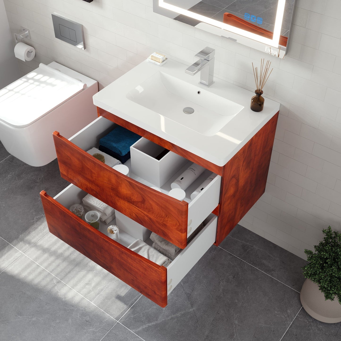 Eviva Smile Bath Vanity with Acrylic Top and Integrated Sink (24"-48")
