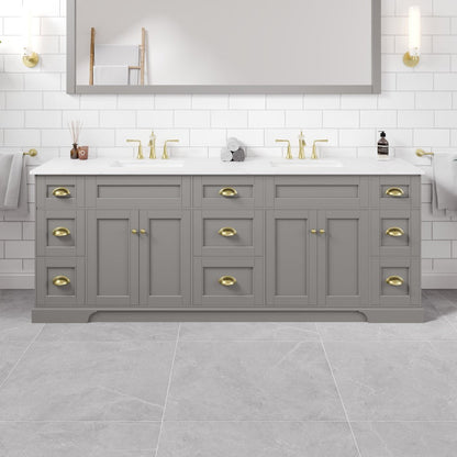 Eviva Epic Bath Vanity with Carrara Quartz Top and Undermount Porcelain Sinks (48"-100")
