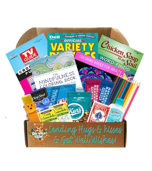 Hugs & Kisses Get Well Care Package-  get well soon gift basket - get