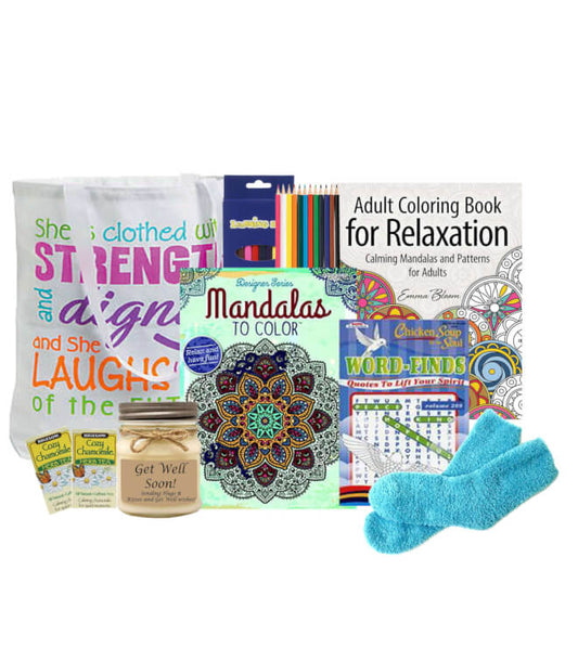 Stress Reducing Coloring Gift Tote-  get well soon gift basket - get